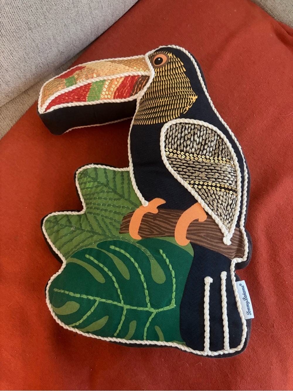 Tommy Bahama Toucan Bird Decorative Throw Pillow Indoor Outdoor Tropical vtg